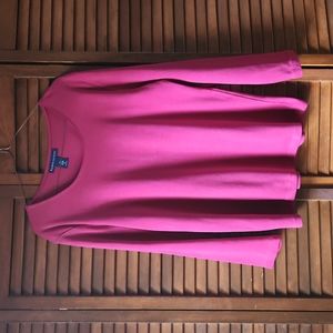 Karen Scott, Women's M, Raspberry, Long Sleeve Top with Neck Detail